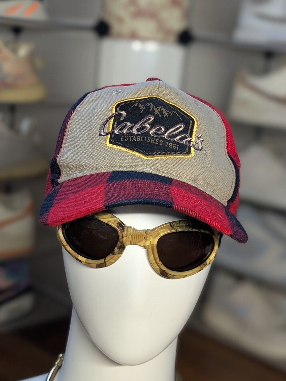 Cabela's Red Plaid Snapback Hat (OS)